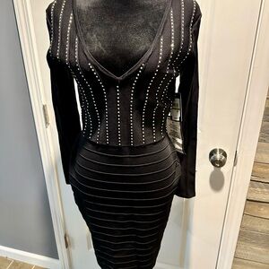 Black Guess dress with studs and bandage bottom